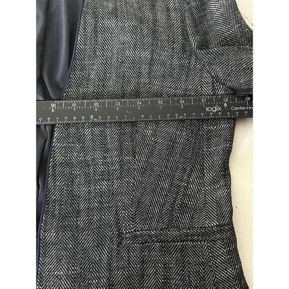 J. CREW GOING OUT BLAZER LINEN TWEED BLACK HOOK AND EYE Sz 4 - Picture 5 of 7